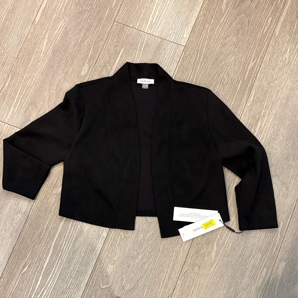 Calvin Klein Black Cropped Open-Front Blazer Women’s Small NWT